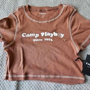 Playboy Women's Baby Tee  S PacSun "Camp Playboy" NWT